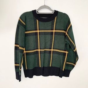 Tahari - Green/Yellow Check Plaid Sweater M